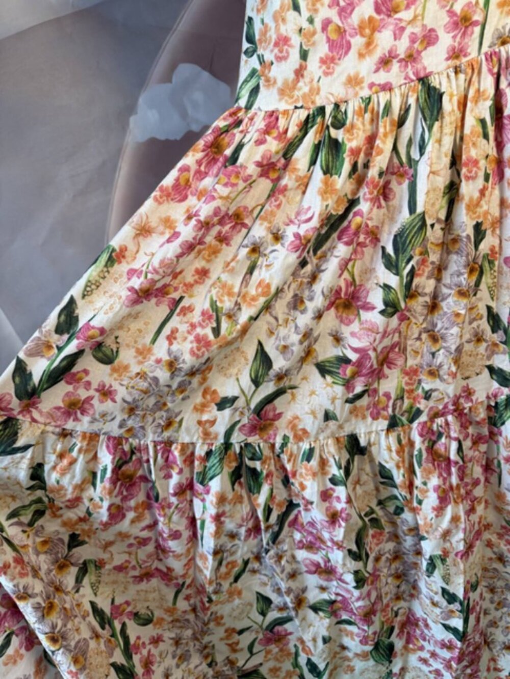 Agua by Agua Bendita Classic Square-Neck Pink Floral Print Maxi Dress - Picture 9 of 13